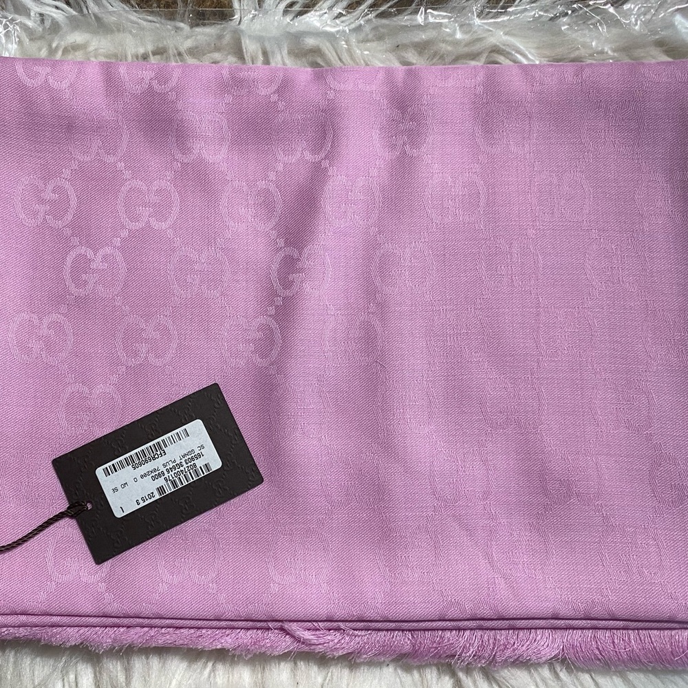 Rare color bnwt Gucci GG shawl scarf pink - Picture 7 of 12